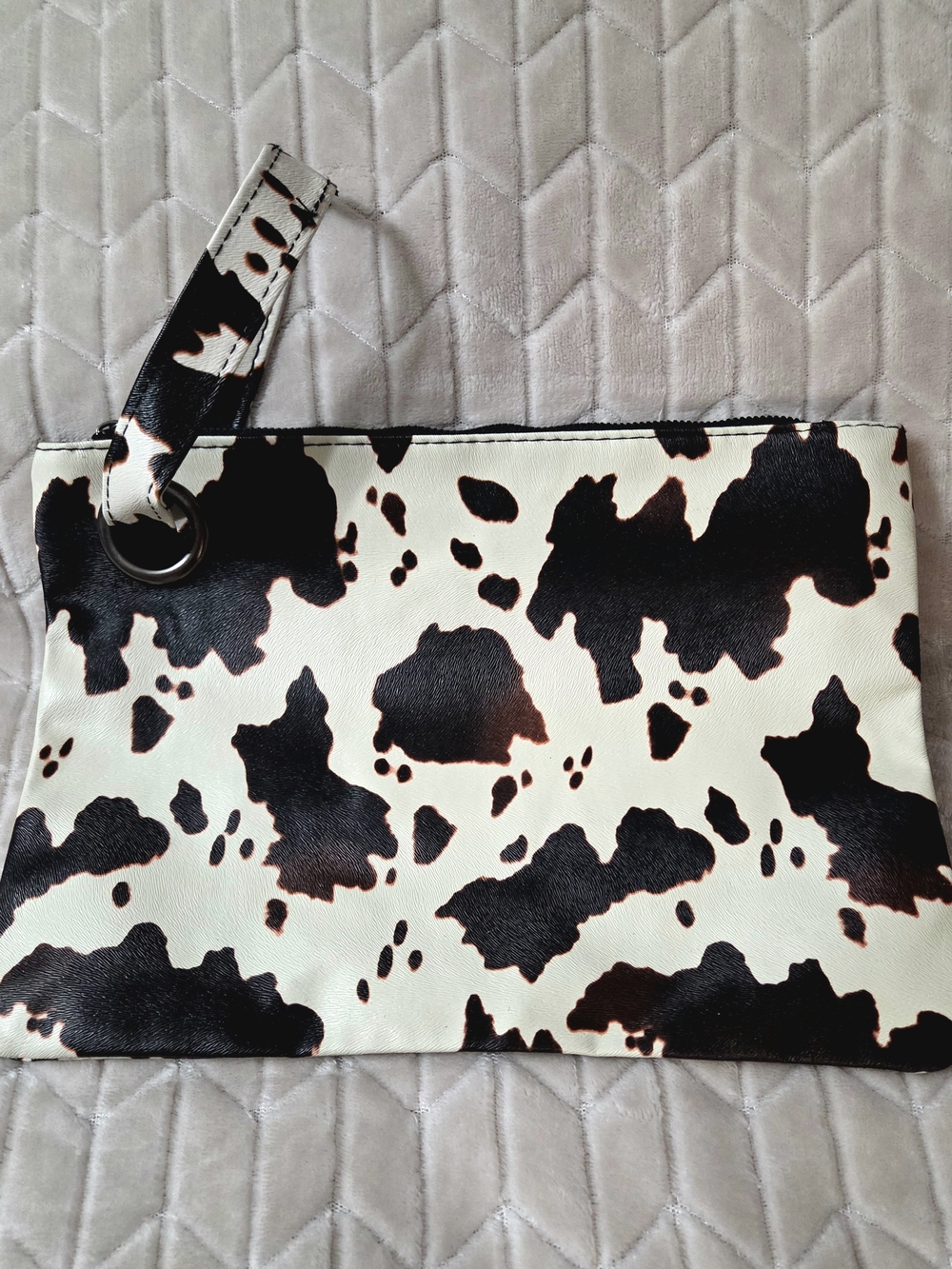 Black and White Cow Print Wristlet Clutch